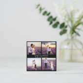 Carte De Visite Carré Photo collage noir blanc code QR (Debout devant)