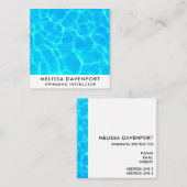 Carte De Visite Carré Photo de la piscine bleue (Devant / Derrière)