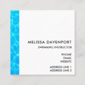 Carte De Visite Carré Photo de la piscine bleue (Dos)