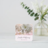 Carte De Visite Carré Photo en fleurs de pomme blanche (Debout devant)