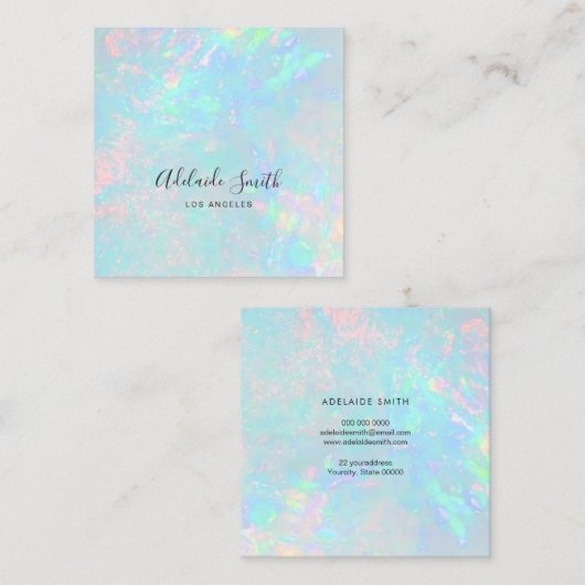 Carte De Visite Carré photo en pierre minérale opale (Devant / Derrière)