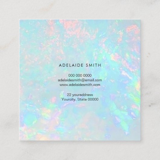 Carte De Visite Carré photo en pierre minérale opale (Dos)