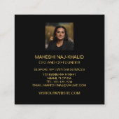 Carte De Visite Carré Photo exclusive Noir Or Martelé (Dos)