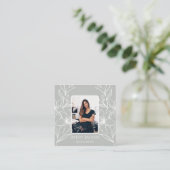 Carte De Visite Carré Photo florale du Boho vert de Sage moderne unique (Debout devant)