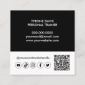 Carte De Visite Carré Photo Noir Blanc Moderne Code Qr Code Social Media (Dos)