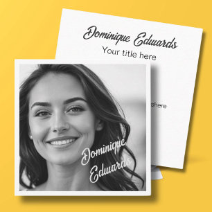 Carte De Visite Carré Photo professionnelle noire Médias sociaux