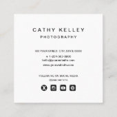 Carte De Visite Carré Photo simple moderne Code QR Médias sociaux (Dos)