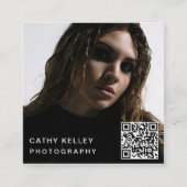 Carte De Visite Carré Photo simple moderne Code QR Médias sociaux (Devant)