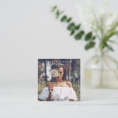 Carte De Visite Carré Photo simple moderne Code QR Médias sociaux (Debout devant)