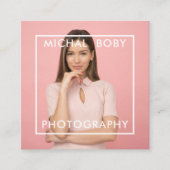 Carte De Visite Carré Photo simple moderne Code QR Médias sociaux (Devant)