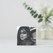 Carte De Visite Carré Photo simple moderne Code QR Médias sociaux (Debout devant)