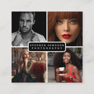 Carte De Visite Carré Photographe 4 Photos QR Code Médias sociaux