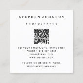 Carte De Visite Carré Photographe 4 Photos QR Code Médias sociaux (Dos)