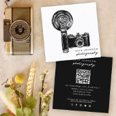 Carte De Visite Carré Photographe Caméra Script Photographie Code QR