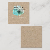 Carte De Visite Carré photographe Carré d'aquarelle kraft (Devant / Derrière)
