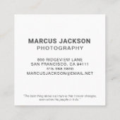 Carte De Visite Carré Photographe de portrait élégant (Dos)