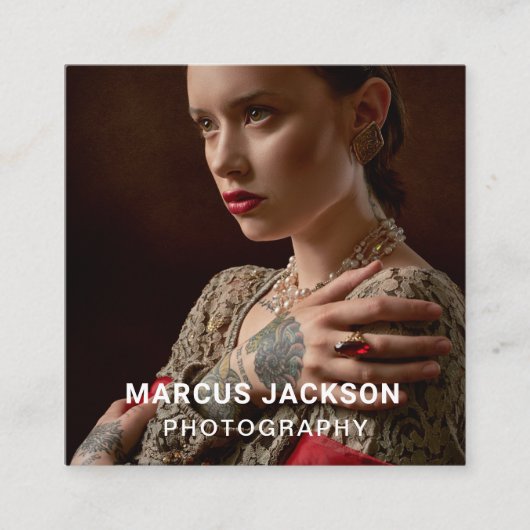 Carte De Visite Carré Photographe de portrait élégant (Devant)