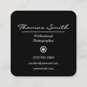 Carte De Visite Carré Photographe De Style Luxe Lens Camera (Dos)