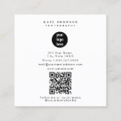 Carte De Visite Carré Photographe du logo d'entreprise moderne (Dos)
