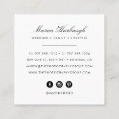 Carte De Visite Carré Photographe en or Chic Faux Logo Monogramme (Dos)