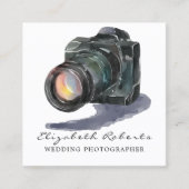 Carte De Visite Carré Photographe Mariage d'or de la caméra d'aquarelle (Devant)