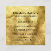 Carte De Visite Carré Photographe Mariage d'or de la caméra d'aquarelle (Dos)