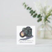 Carte De Visite Carré Photographe Mariage d'or de la caméra d'aquarelle (Debout devant)