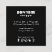 Carte De Visite Carré Photographe Mariage élégant Photo QR Code noir (Dos)