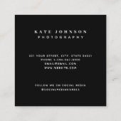 Carte De Visite Carré Photographe Minimal Photo QR Code Social Media (Dos)