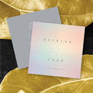 Carte De Visite Carré Photographe Minimaliste Moderne Iridescent Lumineu