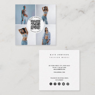 Carte De Visite Carré Photographe Modèle Photos Code QR Réseaux Sociaux