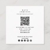 Carte De Visite Carré Photographe moderne 4 Photos Grille Code QR (Dos)