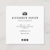 Carte De Visite Carré photographe moderne de texte blanc superposé (Dos)