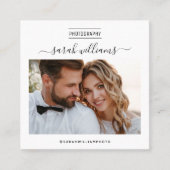 Carte De Visite Carré Photographe moderne de typographie à la mode Scrip (Devant)