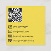 Carte De Visite Carré Photographe moderne Jaune Code QR (Dos)