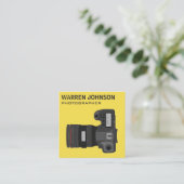 Carte De Visite Carré Photographe moderne Jaune Code QR (Debout devant)