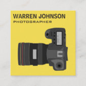 Carte De Visite Carré Photographe moderne Jaune Code QR (Devant)