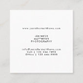 Carte De Visite Carré Photographe moderne minimal de recouvrement (Dos)