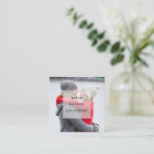 Carte De Visite Carré Photographe moderne minimal de recouvrement (Debout devant)