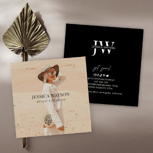 Carte De Visite Carré Photographe moderne minimaliste noir