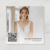 Carte De Visite Carré Photographe moderne Photo QR Code ton neutre (Devant)