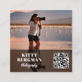 Carte De Visite Carré Photographe moderne QR Code Médias sociaux (Devant)