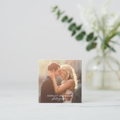 Carte De Visite Carré Photographe moderne Script Médias sociaux Photo (Debout devant)