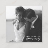 Carte De Visite Carré Photographe Moderne Script Photographie Code QR (Devant)