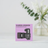 Carte De Visite Carré Photographe moderne violet code QR (Debout devant)