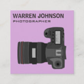 Carte De Visite Carré Photographe moderne violet code QR (Devant)