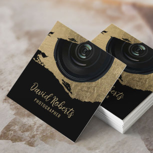 Carte De Visite Carré Photographe Or Moderne Brushstroke Photographie