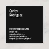 Carte De Visite Carré Photographe photo moderne simple noir et blanc (Dos)