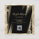 Carte De Visite Carré Photographe Photo QR Code Black Gold Unique (Dos)