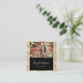 Carte De Visite Carré Photographe Photo QR Code Black Gold Unique (Debout devant)